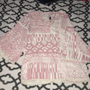 Pink/White Long Sleeve Blouse